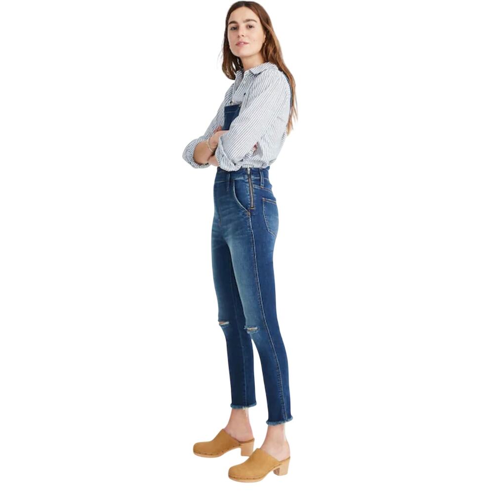 Madewell Roadtripper Overalls, Distressed Raw Hem Stretch, Women's Small - Picture 9 of 11